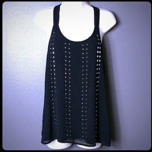 Rock & Republic Black and Metal Grommet Tank Top